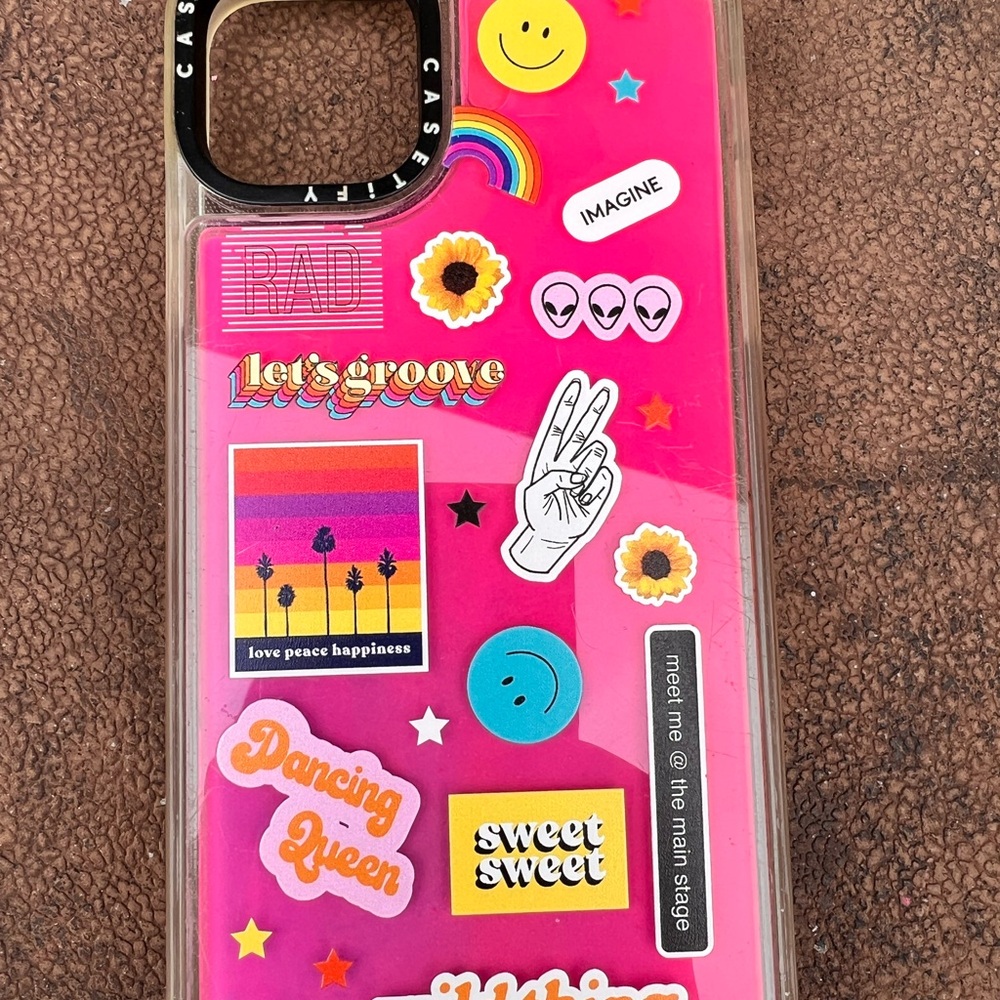 Casetify Pink Phone Case with Fun Stickers